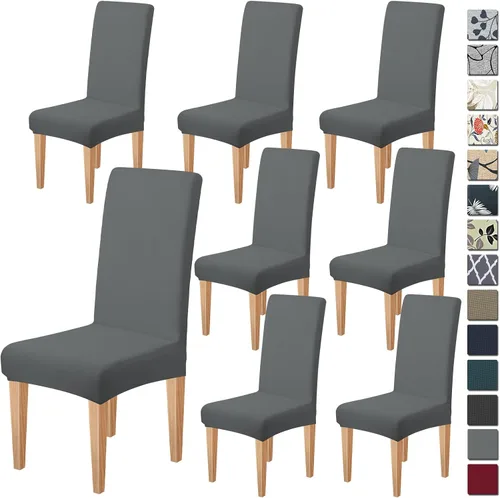 Miniatura 39 de Dioxide Fundas de Silla de Alto Estirar para Sillas de Comedor, Juego de Fundas de Silla de Comedor Lavables de 4, Fundas de Asiento de Silla