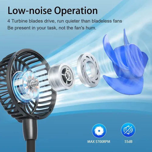 Miniatura 6 de HandFan Ventilador de cuello portátil de 10000 mAh recargable, 48 horas de larga duración, ventiladores de collar manos libres, ventilador