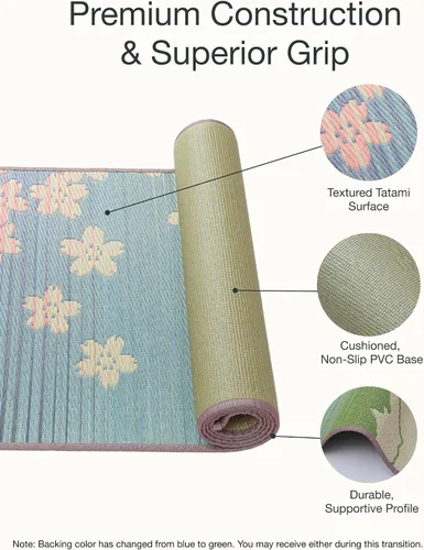 Miniatura 4 de FULI Tapete de yoga japonés tatami, tapete Igusa, esterillas antideslizantes para ejercicio y fitness, pilates y entrenamientos de piso, fabricado