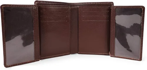 Miniatura 4 de Cartera de piel de vacuno con bloqueo RFID con capa interior de piel de vaca de primera calidad con doble apertura y soporte para ventana
