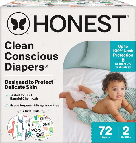 Miniatura 24 de The Honest Company Clean Conscious - Pañales para pieles delicadas, hasta un 100% a prueba de fugas, hipoalergénicos, sin fragancia, género neutro