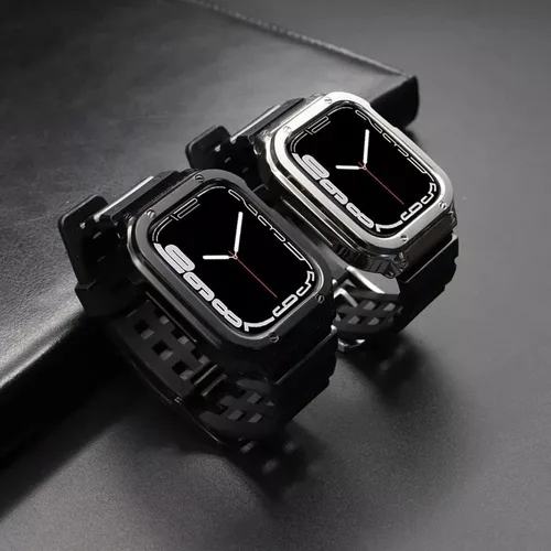 Miniatura 3 de SUPLINK Caja y correa de acero inoxidable compatible con Apple Watch de 1.732 pulgadas, cubierta protectora resistente de metal y correa de TPU