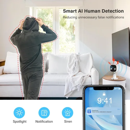 Miniatura 6 de Jennov Cámaras de seguridad 2K, cámaras WiFi para interiores para seguridad del hogar, cámaras para mascotas con enchufe, doble banda