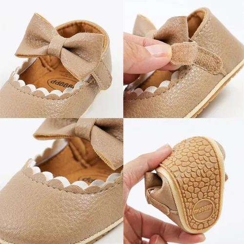 Miniatura 3 de RVROVIC Zapatos de bebé para niñas suela suave zapatos planos Mary Jane vestidos de princesa zapatos de poliuretano lindo lazo precaminante