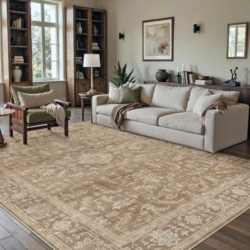 Miniatura 120 de PureCozy Alfombra de área beige de 2 x 3 pulgadas, lavable, vintage, pequeña, para entrada, cocina, suave, retro, floral, de pelo bajo, tapete