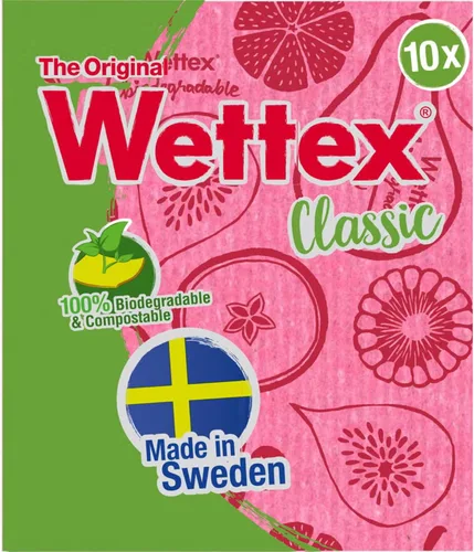 Wettex El paquete original de 10 paños de cocina suecos para la cocina | Reusable Paper Towels, Super Absorbent Sponge Cloths, Washable Dish Cloths,
