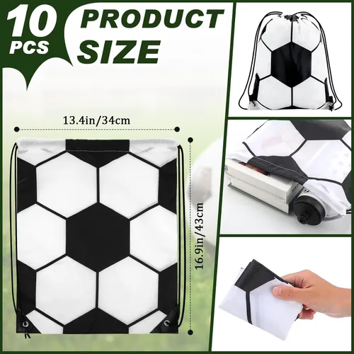 Miniatura 2 de Talltalk 20 piezas de recuerdos de fiesta de fútbol, 10 botellas de agua de fútbol para niños de 24 onzas con 10 bolsas de regalo deportivas