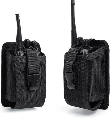 Miniatura 5 de TACNEX Funda de radio universal de dos vías, soporte de radio, bolsa para walkie talkies, funda táctica de nailon con correa Molle, clip de cinturón