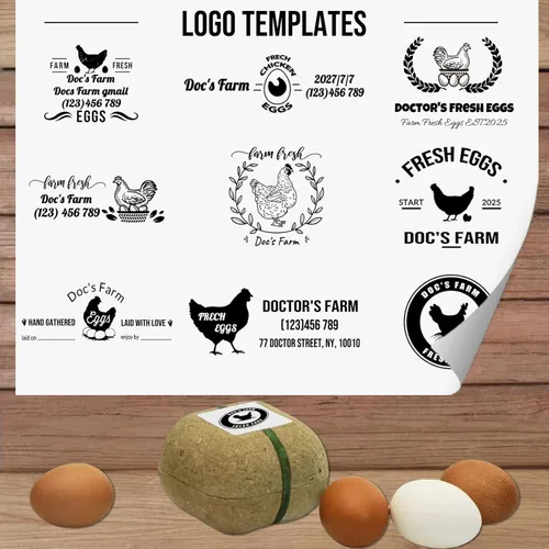 Miniatura 2 de Sello personalizado de cartón de huevos para huevos frescos, sellos personalizados de cartón de huevos de madera y goma para granjeros granjeros