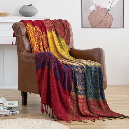 Miniatura 9 de Manta Southwest de estilo bohemio, manta decorativa azteca para sofá, silla, sillón reclinable, cama, mantas y mantas mexicanas bohemias de 50 x 70