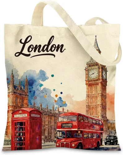 Miniatura 9 de Canvas Tote Bags with Inner Pockets & Metal Snap, Womens Aesthetic Reusable Tote Bag for Vacation Travel Gym Shopping California