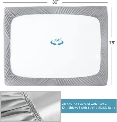 Miniatura 5 de Protector de colchón King impermeable, silencioso y de cobertura suave, funda de colchón tamaño King con sábanas ajustadas de bolsillo profundo