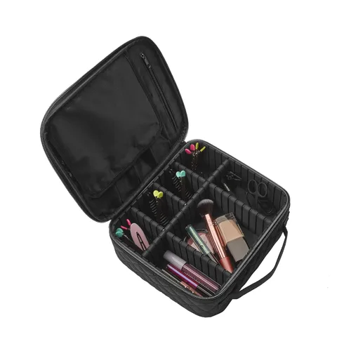 Miniatura 8 de Scünci by Conair - Estuche de maquillaje para maquillaje, bolsa de maquillaje, organizador de viaje para mujeres, color negro