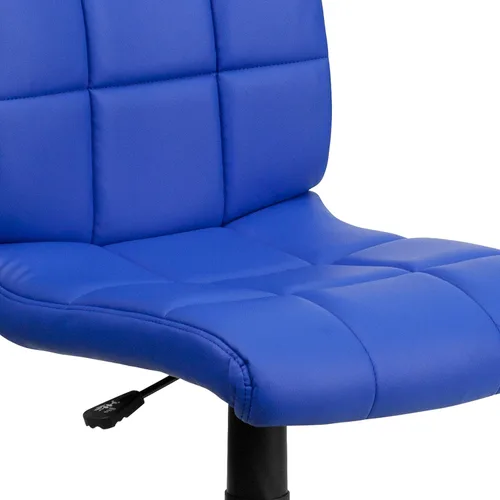 Miniatura 9 de Flash Furniture - Silla giratoria de respaldo medio de vinilo, acolchada, color negro Azul