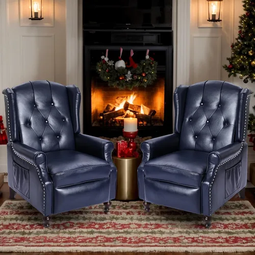 Miniatura 18 de Silla Reclinable Wingback con Masaje y Calor de Cuero PU Silla de Brazo con Mecanismo Push Back, Silla Reclinable para Sala de Estar Dormitorio Cine
