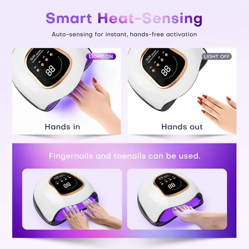 Miniatura 7 de Gugusure Lámpara de uñas UV mejorada. Secador de uñas para esmalte de gel con sensor automático y 4 ajustes de temporizador (blanco brillante)