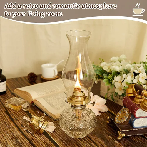 Miniatura 4 de Hortsun 3 piezas de lámpara de aceite, quemador de queroseno chapado en latón #2, lámpara de aceite #2, quemador de repuesto con base roscada de 1