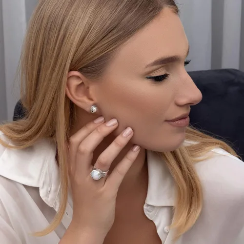 Miniatura 8 de JEAN RACHEL JEWELRY Anillo de plata de ley 925 con perla de agua dulce, aspecto vintage, hipoalergénico, sin níquel ni plomo, colección de diseñador