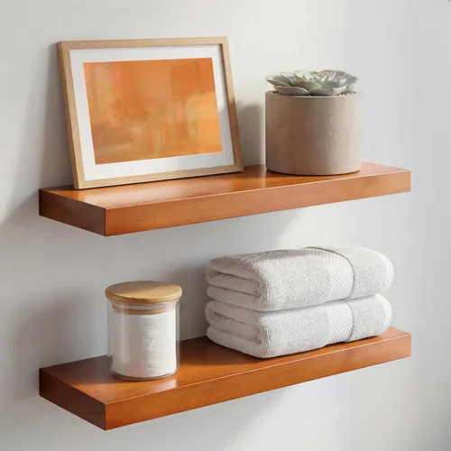 Miniatura 46 de Homeforia Estante flotante blanco de 48 pulgadas, estantes flotantes de madera maciza de alta gama de 48 pulgadas de largo para montaje en pared