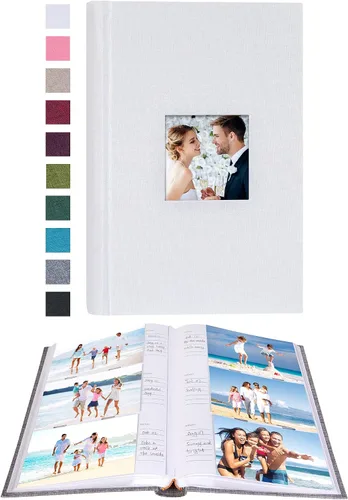 Miniatura 9 de Mublalbum Álbum de fotos de 4 x 6 pulgadas, 300 fotos, cubierta de lino con áreas de notas, libro de fotos para boda, familia, bebé y vacaciones
