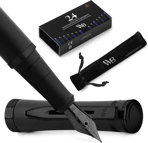 Miniatura 11 de Set de pluma estilográfica Wordsworth & Black, punta mediana dorada de 18 quilates, incluye 24 cartuchos de tinta, un convertidor de repuesto y Todo