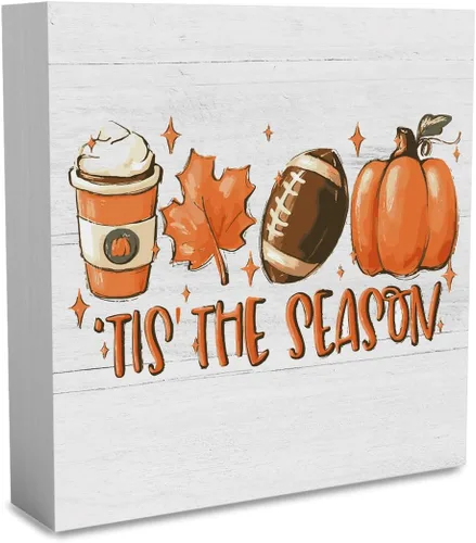Decoraciones de otoño para el hogar, decoración de otoño, letrero rústico de calabaza de Tis' the Season, letrero de decoración de otoño de Acción