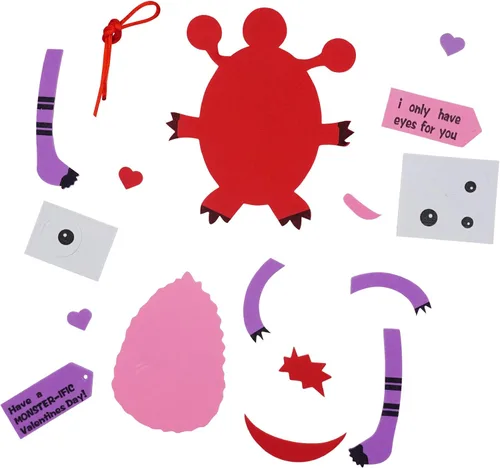 Miniatura 6 de 4E's Novelty Adorno de manualidades de monstruo de San Valentín (paquete de 12) para manualidades de espuma para el día de San Valentín para niños