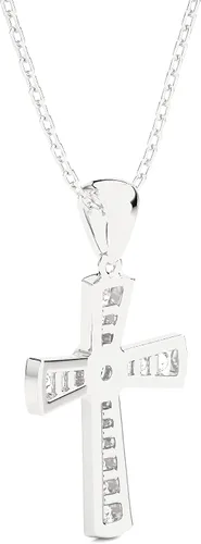 Miniatura 5 de Collar con colgante de cruz de diamante cultivado en laboratorio de 120-12 CT para mujer, cadena de plata de ley 925 de 16 pulgadas, regalo