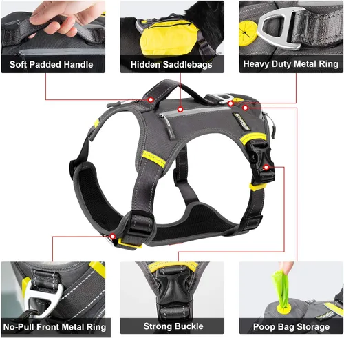 Miniatura 5 de Fida - Arnés resistente para perro, pechera para viaje, campamento o senderismo. Para perro pequeño, mediano y grande, con 2 bolsillos laterales