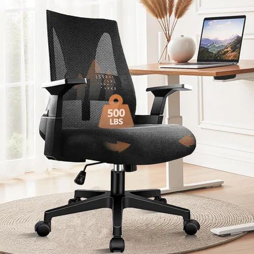 Miniatura 24 de CLATINA Silla de oficina grande y alta de 500 libras, sillas ergonómicas de malla resistente con soporte lumbar ajustable y asiento ancho y cómodo