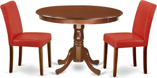 Miniatura 12 de East West Furniture HLAB5-MAH-18 - Juego de mesa y sillas de cocina de 5 piezas, incluye una mesa de comedor redonda con pedestal y 4 sillas