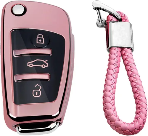 Miniatura 17 de Para Hombre Mujer Genuino Cubierta de Llavero de Cuero para Audi A1 A3 A4 A6 A8 Quattro Q2 Q3 Q7 R8 RS3 RS6 S3 S6 TT TTS, Funda de Llavero de Coche