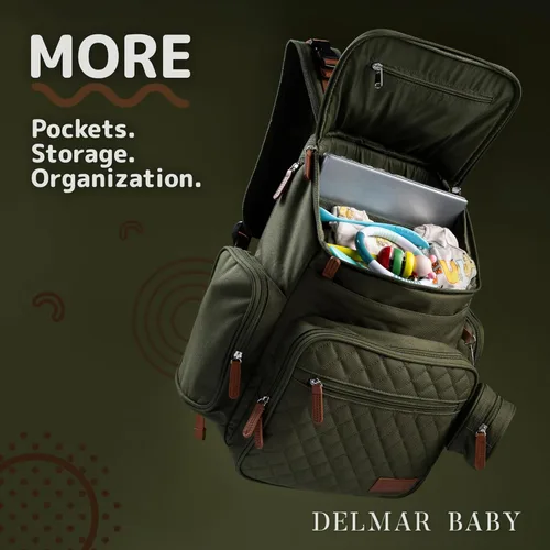 Miniatura 2 de Mochila grande para pañales para mamá y papá, bolsa de viaje unisex para bebé, 15 bolsillos, cambiador, correas para cochecito, elegante y lavable