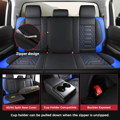 Miniatura 4 de FREESOO Juego completo de fundas de asiento Tundra 2014-2021, aptas para Toyota Tundra Crewmax Cab, fundas de asiento de camión personalizadas