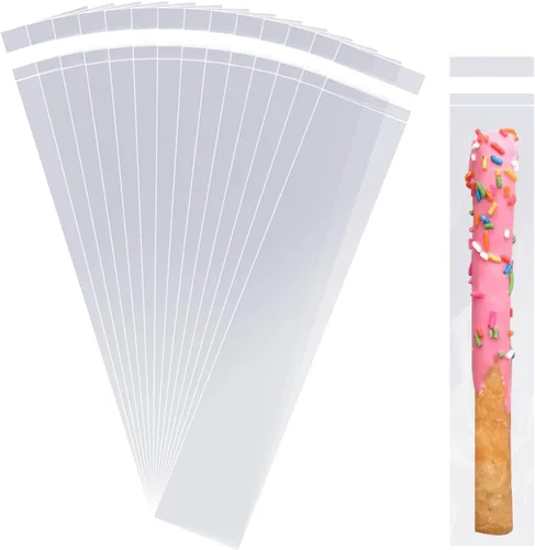 Miniatura 14 de 200 bolsas de celofán de 3 x 11 pulgadas, bolsas de celofán para dulces, bolsas de regalo transparentes, bolsas para cake pops, bolsas