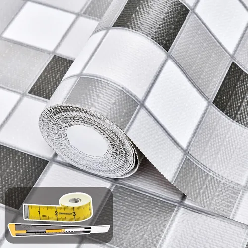 Miniatura 15 de Lámina para revestir estantes y cajones de cocina y baño, impermeable, antideslizante, sin adhesivo, fácil de limpiar, incluye cuchillo y cinta