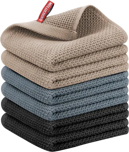 Miniatura 49 de Nialnant - Toalla de cocina 100% algodón, tejido gofre, suave, absorbente y de secado rápido, toallas para secar platos, trapos de limpieza - Multi