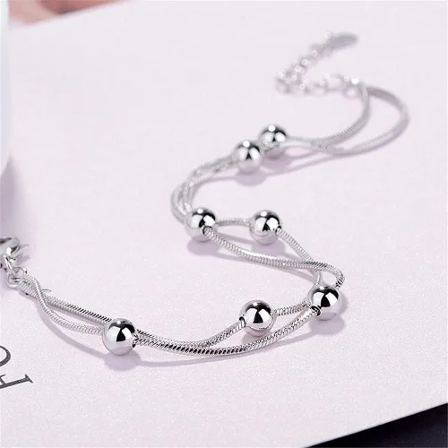 Miniatura 3 de Pulseras de plata de ley 925 para mujeres y adolescentes, con dije de corazón, modernas e ideales para regalo de joyería