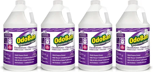 Miniatura 7 de OdoBan Desinfectante Profesional y Eliminador de Malos Olores Concentrado, Hecho en los EE. UU., Aroma Original de Eucalipto, Paquete de 4, 1 Galón