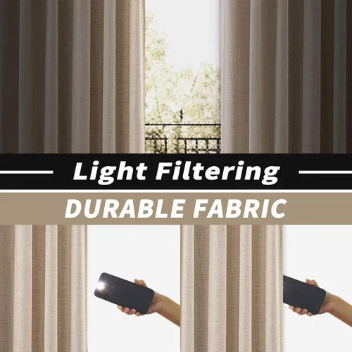 Miniatura 3 de DriftAway Cortinas plisadas de lino semitransparentes con textura de casa de campo sólidas y rústicas modernas para sala de estar y dormitorio, 2