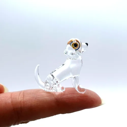 Figuras pequeñas de Beagle raras miniaturas de vidrio soplado a mano, animales coleccionables, regalo para amantes de los perros, decoración del