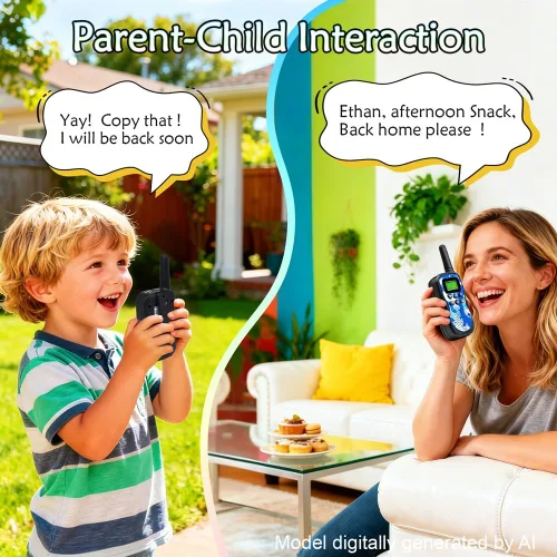 Miniatura 5 de Huaker Walkie Talkies para niños, paquete de 3 unidades de 22 canales de radio de 2 vías con linterna y pantalla LCD, walkie talkies de alcance de 3