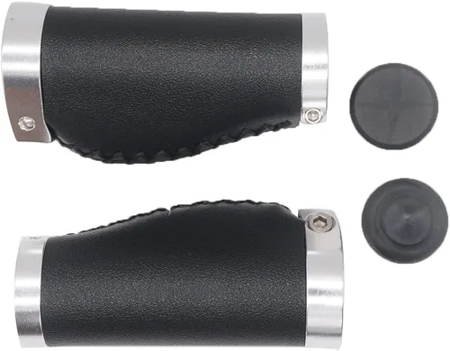 Miniatura 3 de Agarres de mango corto para bicicleta, antideslizantes, de cuero de microfibra de PVC, ergonómico, cosido a mano, estilo casual, retro, doble
