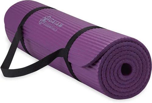 Gaiam - Tapete de yoga, pilates y ejercicio, tapete grueso de 2/5 pulgadas (0.394 in) con correa de transporte fácil de sujetar para entrenamientos