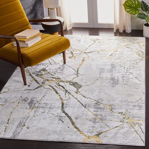 Miniatura 14 de SAFAVIEH Amelia Collection - Alfombra decorativa de 2 x 4 pies, gris y negro, diseño abstracto moderno, no desprende pelusa y de fácil cuidado