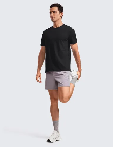 Miniatura 5 de CRZ YOGA Camiseta de manga corta de algodón y poliéster para hombre, ajuste clásico, informal, para entrenamiento, suave, de primera calidad