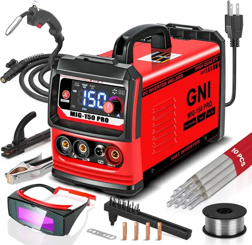 GNI Soldador multiproceso, máquina de soldadura MIG/TIG/Stick, inversor IGBT, máquina mini soldadora portátil de 110 V, soldador MIG para