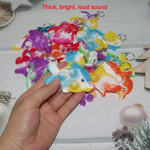 Miniatura 3 de Goodangie00 Bulk Turtle Octopus Dolphin Mermaid Shark Fish Ocean Mini Pop Fidget Toys for Students Prize, Summer Party Favors