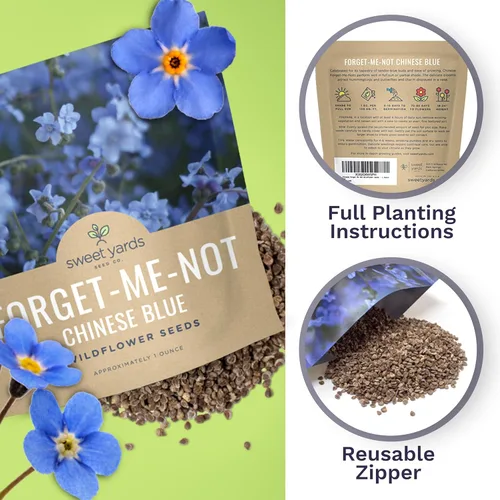 Miniatura 5 de Chinese Forget Me Not Wildflower Seeds - Paquete a granel de 1 onza - Más de 5,500 semillas polinizadas abiertas - Blue Cynoglossum amabile