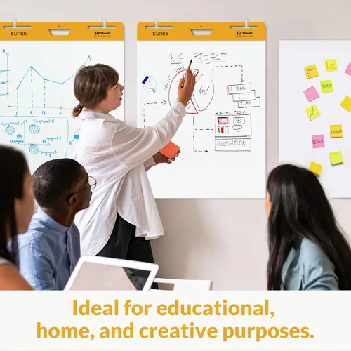 Miniatura 6 de SUNEE Almohadillas Adhesivas de Caballete, 25x30 Pulgadas, 30 Hojas/Bloc, Paquete de 2 – Papel Autoadhesivo de Rotafolio para Pizarras Blancas